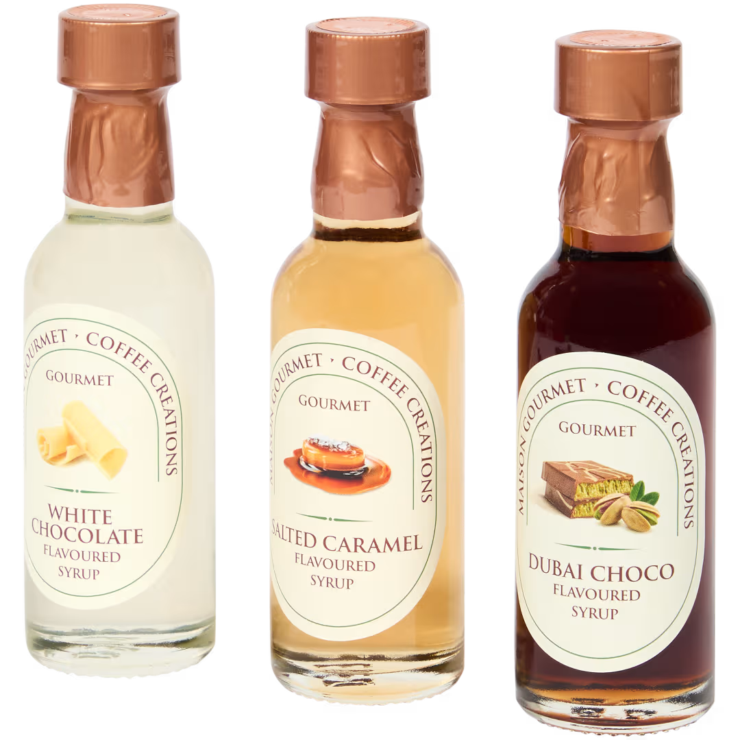 Coffret Gourmet Coffee Syrup — White Chocolate • Salted Caramel • Dubai Chocolate