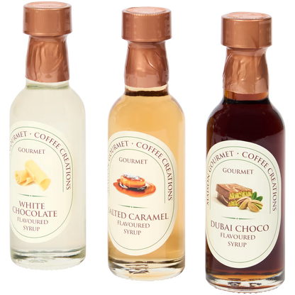 Coffret Gourmet Coffee Syrup — White Chocolate • Salted Caramel • Dubai Chocolate