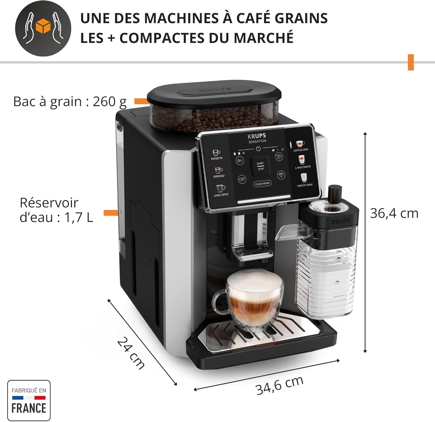 Krups Sensation Lait EA912E10 — Machine à café à grains automatique