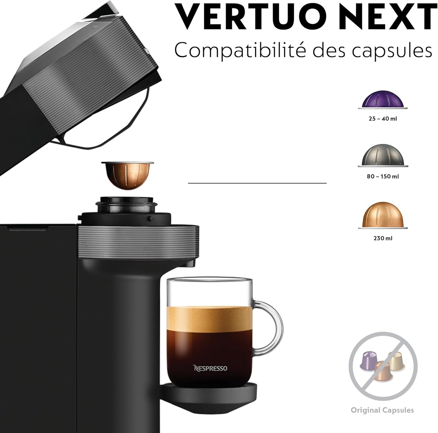 Nespresso Vertuo Next Deluxe — Machine à café à capsules Dark Chrome