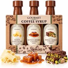 Coffret Gourmet Coffee Syrup — White Chocolate • Salted Caramel • Dubai Chocolate